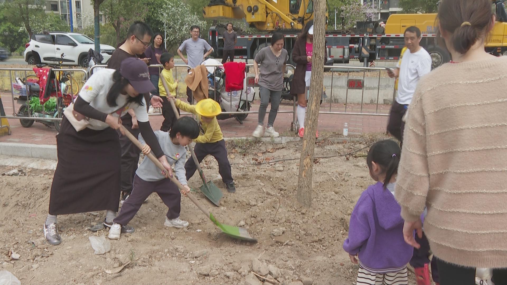 阳春三月植树种草 居民共建绿美府又